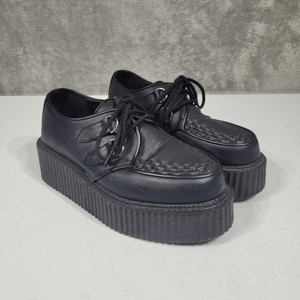 Demonia Shoes Women Size 6 Black Creeper 502 Platform Goth Punk Vegan Leather